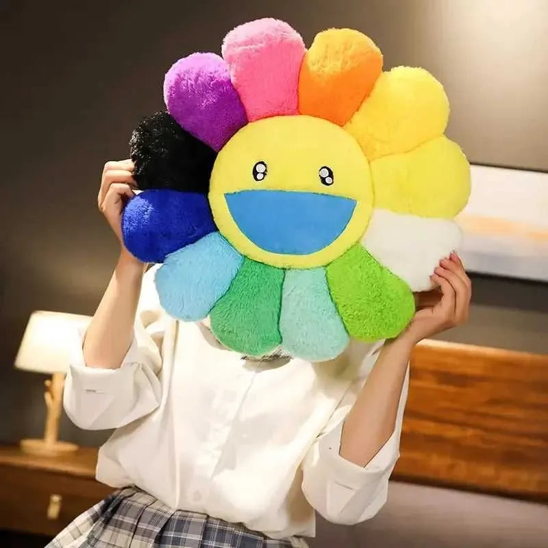 Rainbow Flower Plush Mat Kawaii
