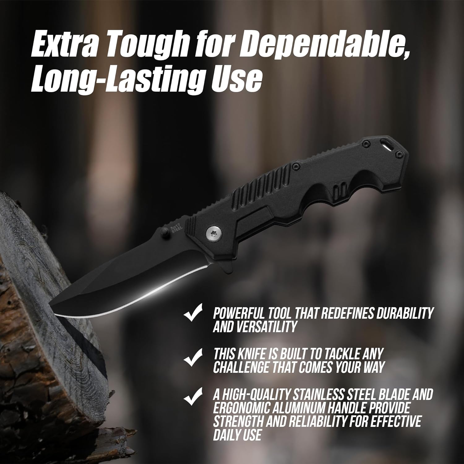 Viper Strike titanium folding knife blade detail