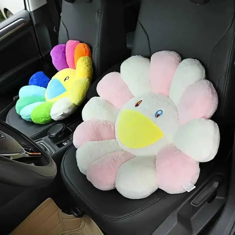 Rainbow Flower Plush Mat Kawaii