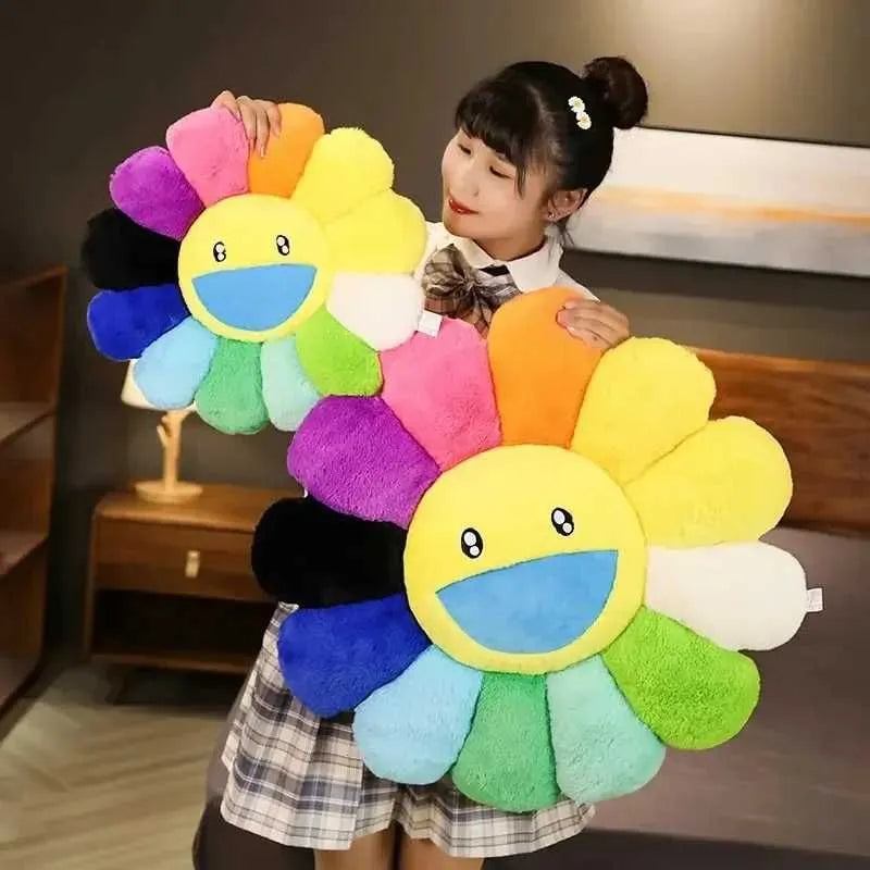 Rainbow Flower Plush Mat Kawaii