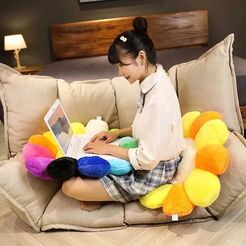 Rainbow Flower Plush Mat Kawaii