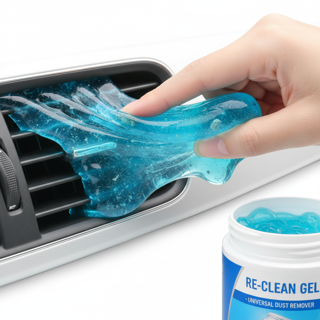 Reusable cleaning gel for car interiors and home cleaning