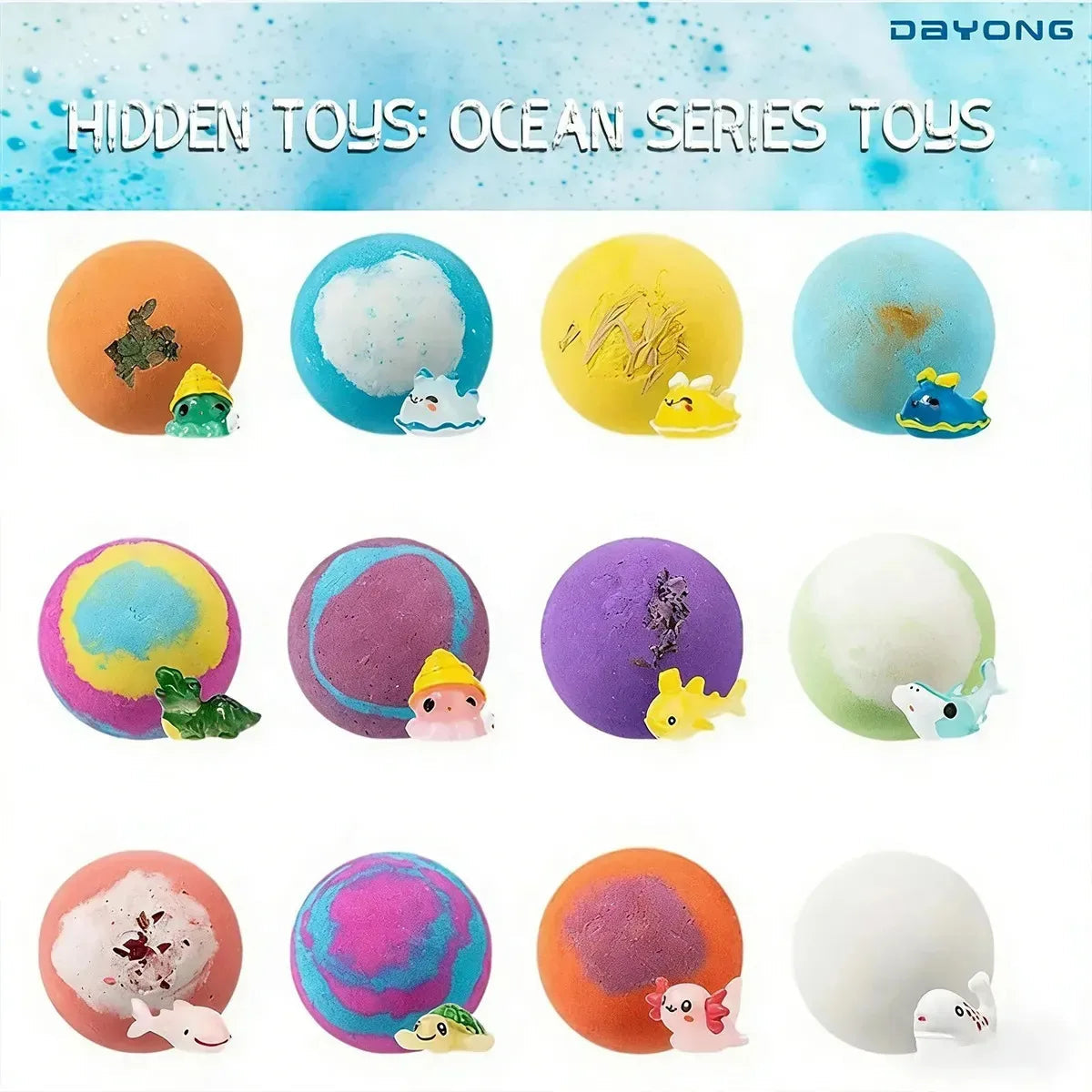 Surprise ocean animal toy revealed from kids bath bomb