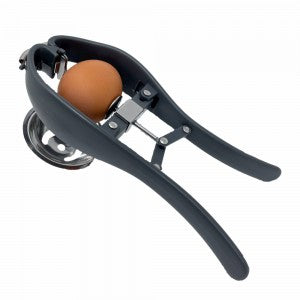 Egg cracker separating yolk from white with one hand