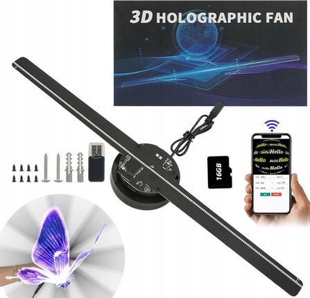 3D hologram fan floating LED holographic display front view