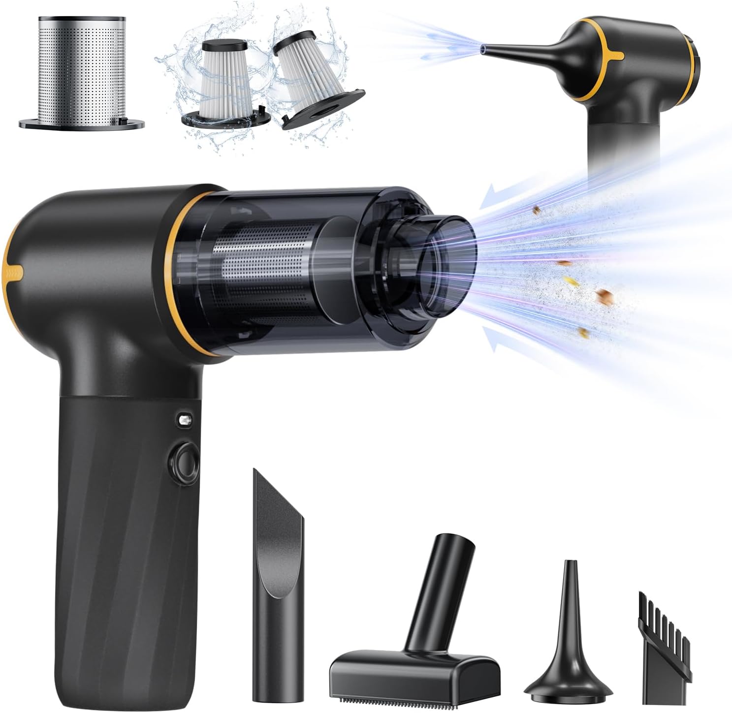 Cordless car vacuum cleaner blower auto detailing tool close-up