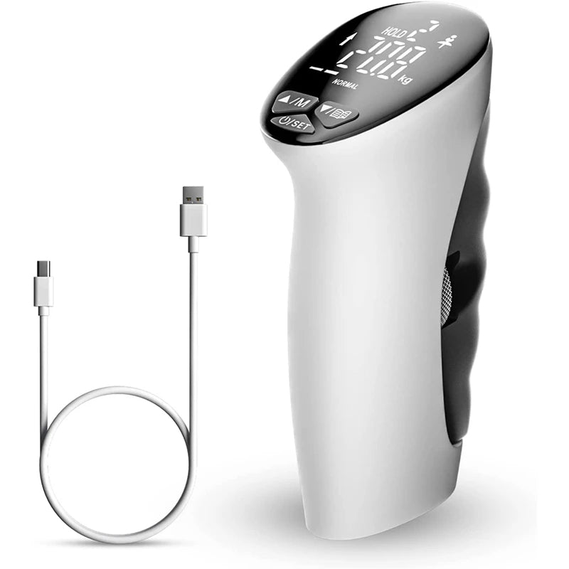 Adjustable hand grip strengthener with digital dynamometer display
