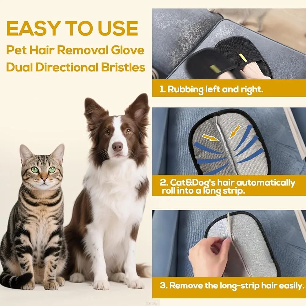 Pet hair removal silicone grooming glove front view