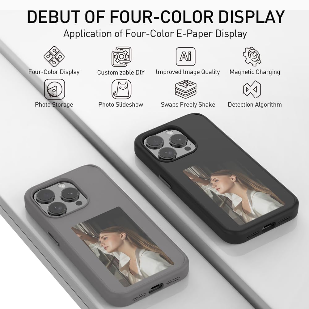 E-ink phone cover slim fit with digital display