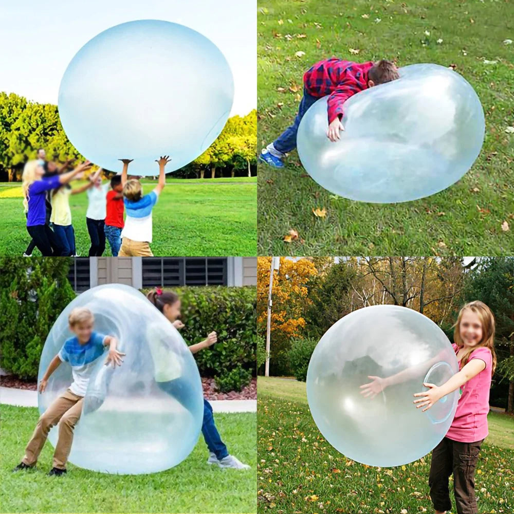 Giant inflatable bubble water ball outdoors backyard play