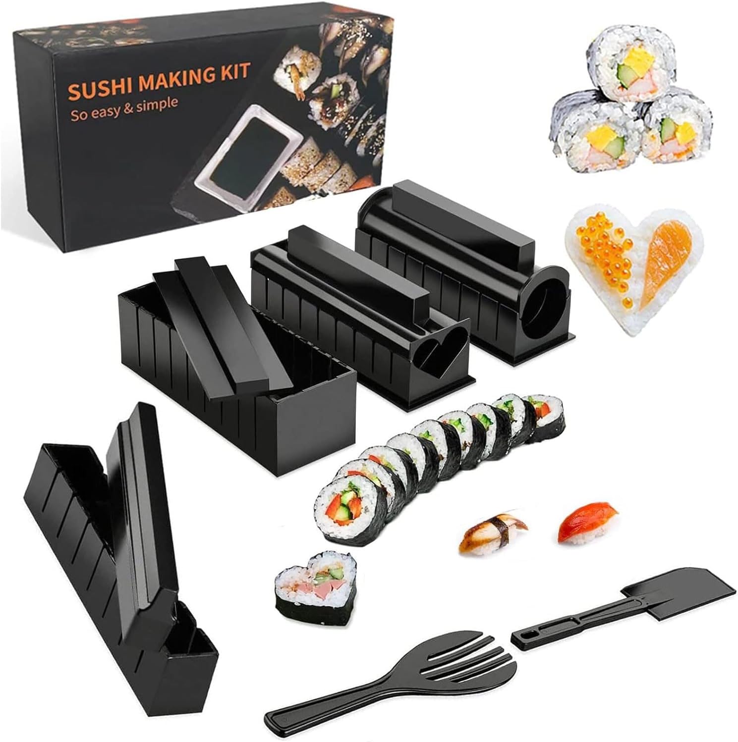 Sushi maker kit components laid out on table