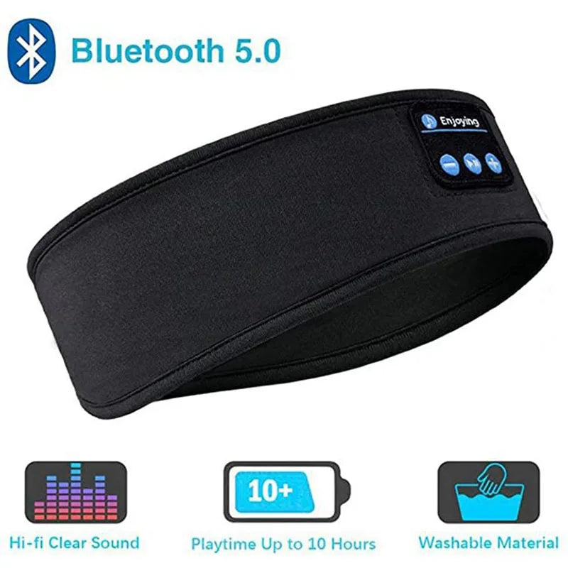 Bluetooth sleep headband headphones worn during sleep side view