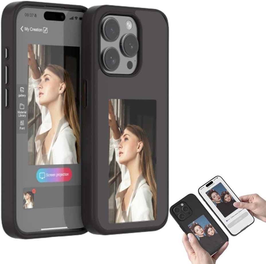 E-ink smart phone case custom image on screen