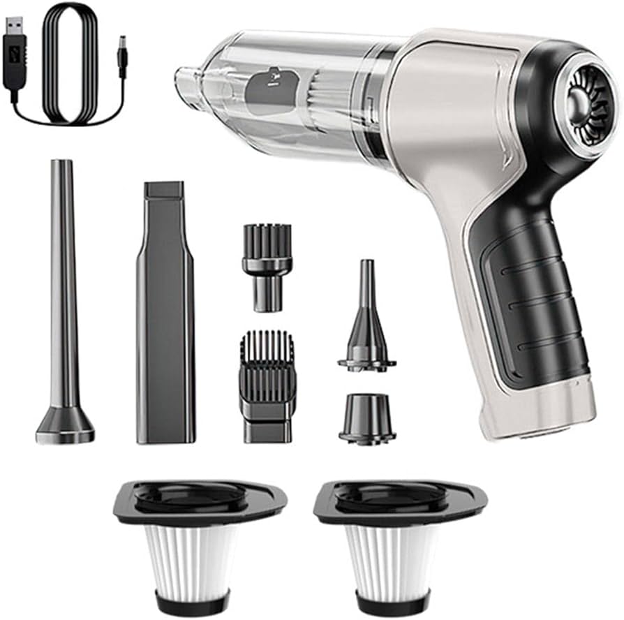 Portable car vacuum cleaner blower compact 2-in-1 front view