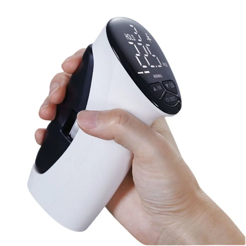 Hand grip strengthener showing resistance adjustment detail
