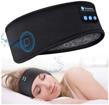 Bluetooth sleep headband headphones worn during sleep side view
