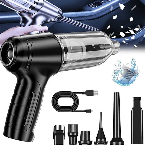 Portable car vacuum cleaner blower compact 2-in-1 front view