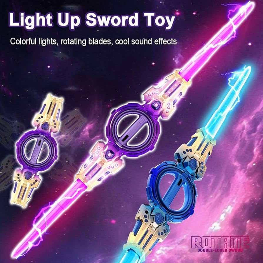 Double-ended retractable lightsaber toy extended LED blades